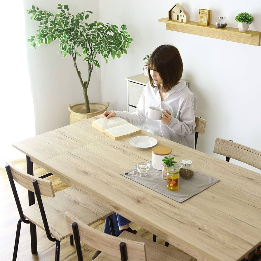 DORIS ドリス ダイニングテーブル 5点セット 4人掛け 伸長式 収納付き 幅120~150 組立式 ナチュラル モカ 5点セット【14537】